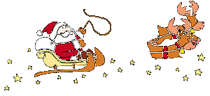 Santa and sleigh flying